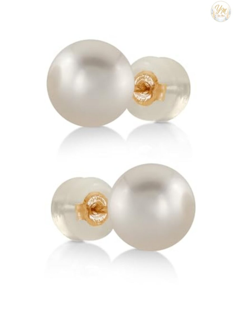 Akoya Pearl Stud Earrings 14K Yellow Gold 7-7.5mm Fine Jewelry Gift
